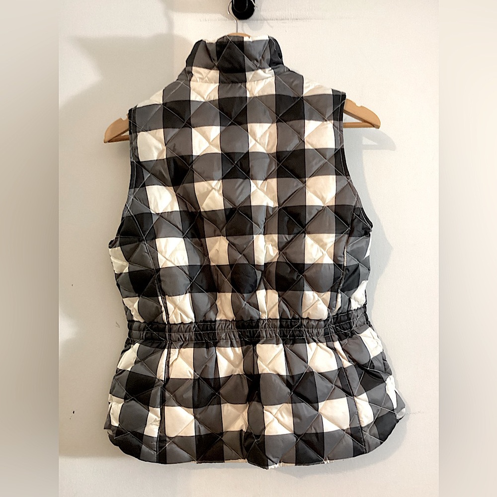New Talbots Down Quilted Vest Black Grey White Large Buffalo Plaid Puffer XS - Picture 4 of 16